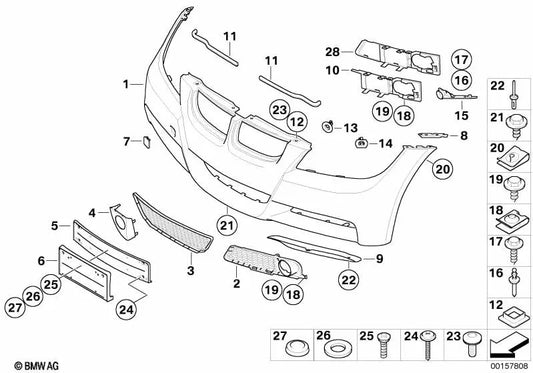 Suporte PDC dianteiro interno direito OEM 51118042218 para BMW Série 3 E90, E91. BMW genuíno.