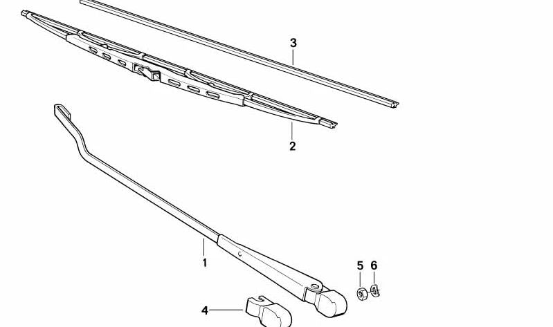 Brazo limpiaparabrisas izquierdo OEM 61611372557 para BMW E30 y Z1. Original BMW.