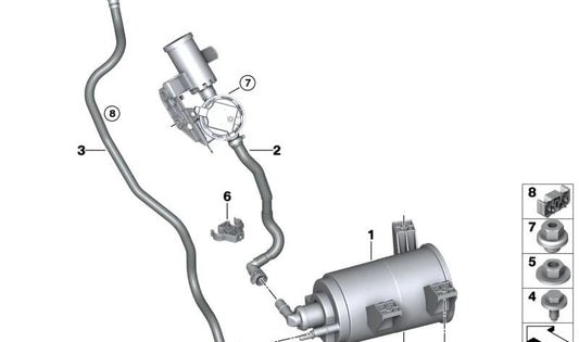 OEM deposit ventilation tube 16127380879 for BMW F90, F90N, G30, G30N, G31N, G38. Original BMW.