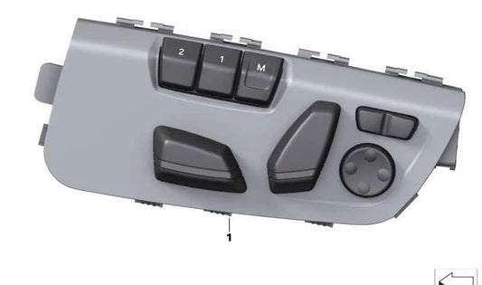 Interruptor memoria ajuste asiento conductor OEM 61319382455 para BMW F20, F21, F22, F23, F30, F31, F34, F32, F33, F36, F87, F80, F82, F83. Original BMW.