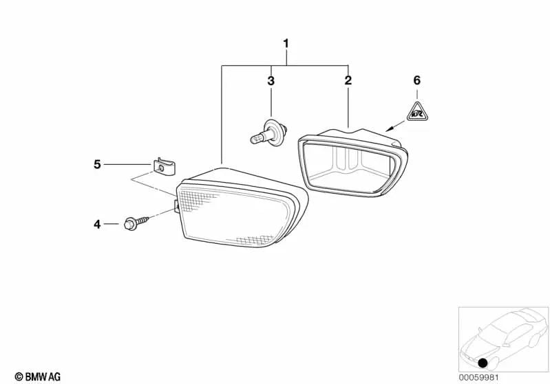 Coperchio di faro pieghevole destro per la BMW 5 E39 (OEM 63178381976). BMW originale