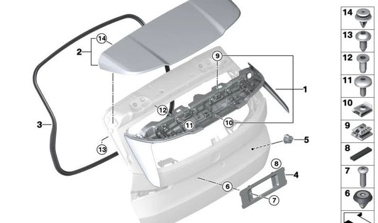 Junta de maletero OEM 51769450461 para BMW X1 (U11, U12). Original BMW.