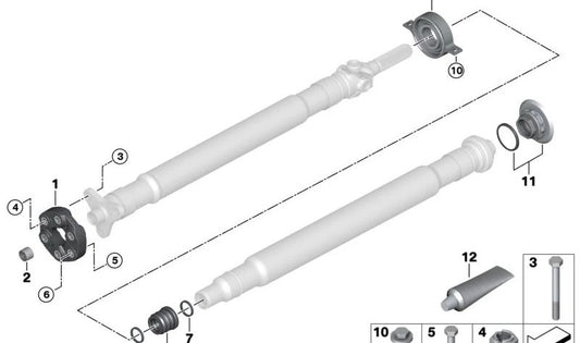 Elastic coupling for BMW 3 Series G20, G21 (OEM 26119488446). Original BMW