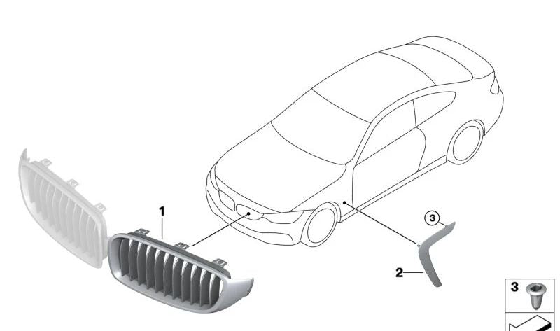 Conducto de aire lateral izquierdo OEM 51747294825 para BMW F32, F33, F36. Original BMW.