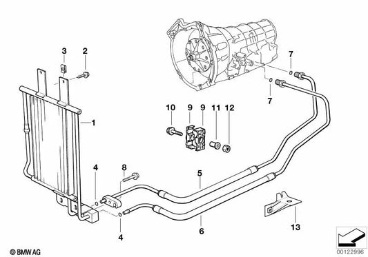 Duto do refrigerador de óleo (entrada) para BMW 3 E36 Series (OEM 17221723991). BMW original