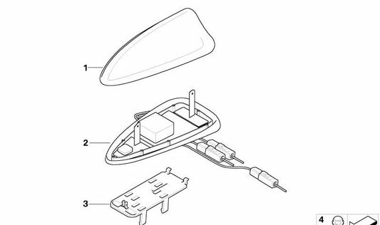 Antena de techo OEM 65206957346 para BMW E60, E60N, E61, E61N. Recambio original BMW.