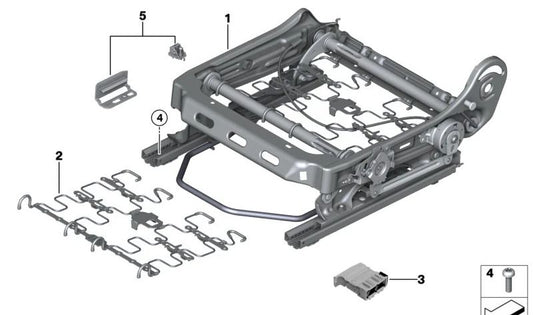 Suspensión armazón de asiento OEM 52102752616 para MINI R56, R56 LCI, Clubman R55, Cabrio R57, Coupé R58, Roadster R59, Paceman R61... y más. Original MINI.