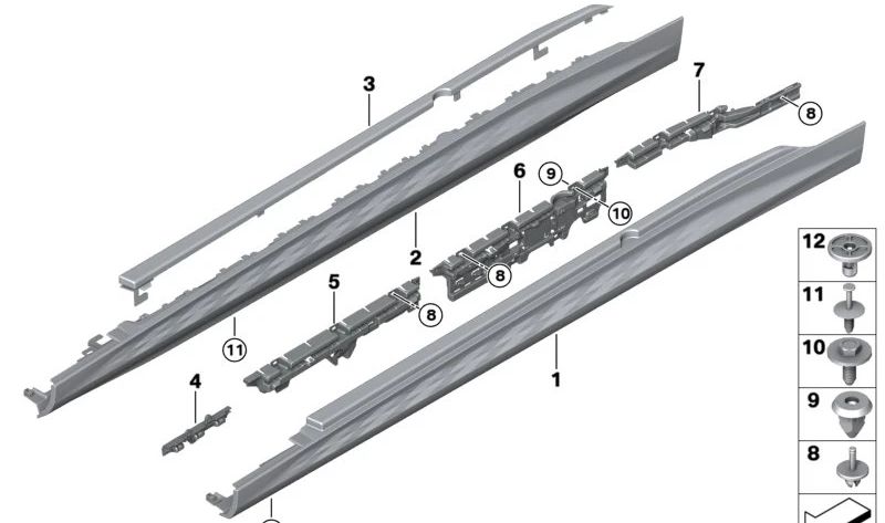 Revestimiento de faldón inferior izquierdo para BMW G60, G61 (OEM 51775A6A625). Original BMW.