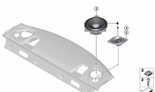 Altavoz central estéreo OEM 65139288770 para BMW F20, F21, F22, F87, MINI R60, R61. Recambio original BMW y MINI. Ideal para reemplazar el altavoz central en modelos compatibles.