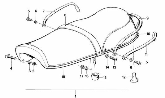 Embellecedor asiento 970MM OEM 52531232028 para BMW Motorrad R50/5, R60/5, R75/5. Original BMW.