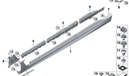 Aletín trasero izquierdo OEM 51127442845 para BMW G32, G32N. Original BMW.