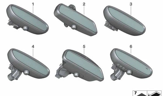 Retrovisor interior manual OEM 51169243588 para BMW F20, F20N, F21, F21N, F22, F22N, F23, F23N, F87, F87N. Original BMW.
