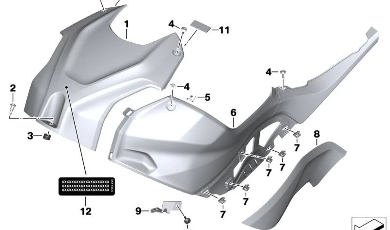 Soporte cubierta del depósito derecho OEM 46639443024 para motos BMW S 1000 R (K63), S 1000 RR (K67), M 1000 RR (K66)... y más. Original BMW Motorrad.