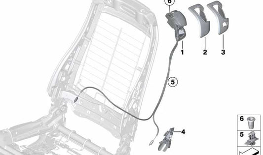 Embellecedor palanca liberación izquierda OEM 52107315591 para BMW F21, F21N, F22, F22N, F23, F23N, F87, F87N, F32, F32N. Original BMW.