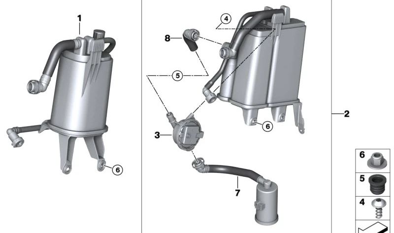 Aktiver Kohlenstofffilter für BMW F15, F85, F16, F86 (OEM 16117327885). Original BMW