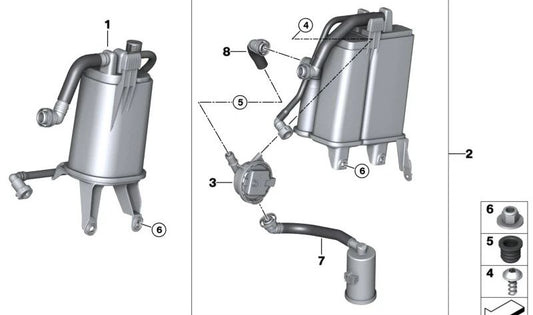 Aktiver Kohlenstofffilter für BMW F15, F85, F16, F86 (OEM 16117327885). Original BMW