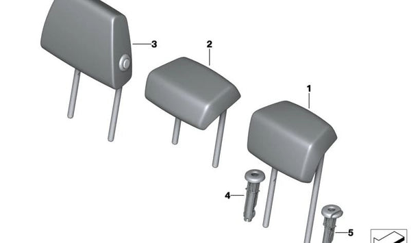 Guía de ajuste reposacabezas bloqueable OEM 52209493639 para BMW {F65, F66, U06, U10, U11, U12} y MINI {F65, F66, U25}. Original BMW y MINI.