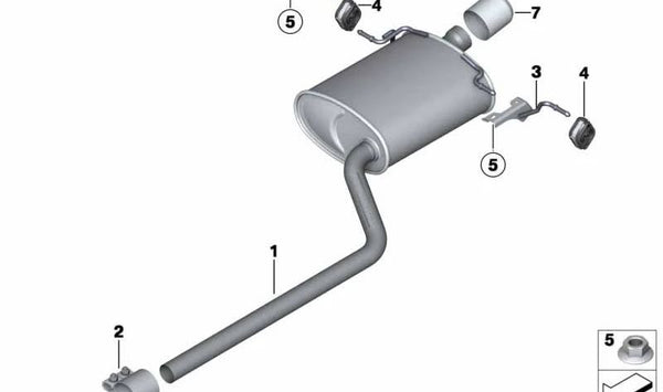 Silenciador adicional trasero OEM 18302753121 para MINI R56, R56 LCI, Cabrio R57 LCI. Original MINI.
