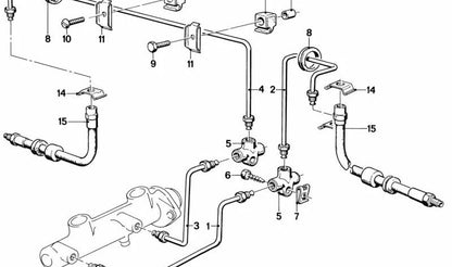 Latiguillo de freno OEM 34321159901 para BMW E24 y E28. Repuesto original BMW.