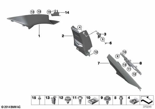 A Embellador A-pilar per BMW 1 F21, serie F21N, serie 2 F22, F22N (OEM 51447271427). BMW originale.