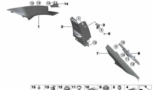 Upper Right B-Pillar Cover for BMW F22. Original BMW (OEM 51437326258)