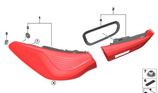 Rear taillight left tailgate for BMW 4 Series G22, G23, G26, G82, G83 (OEM 63217956629). Original BMW