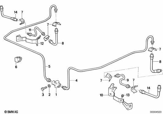 Soporte tubería de freno OEM 34321159938 para BMW Serie 3 E36 (316i, 318i, 320i, 325i) y más. Original BMW.