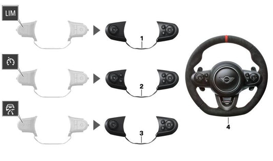 Interruptor de volante multifuncional deportivo OEM 61316814566 para MINI F56, F55, Clubman F54, Cabrio F57, Countryman F60... y más. Original MINI.