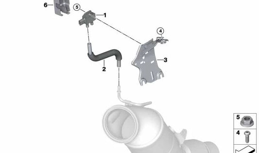 Tubo flexible OEM 18325A20A15 para BMW F22 218i, F31 318i, F32 418i. Compatible con modelos con motor B38 y tracción trasera. Original BMW.