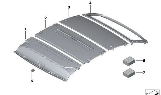 Kit de reparo do arco do teto central para BMW Série 4 G23, G83 (OEM 54345A05DF7). BMW original