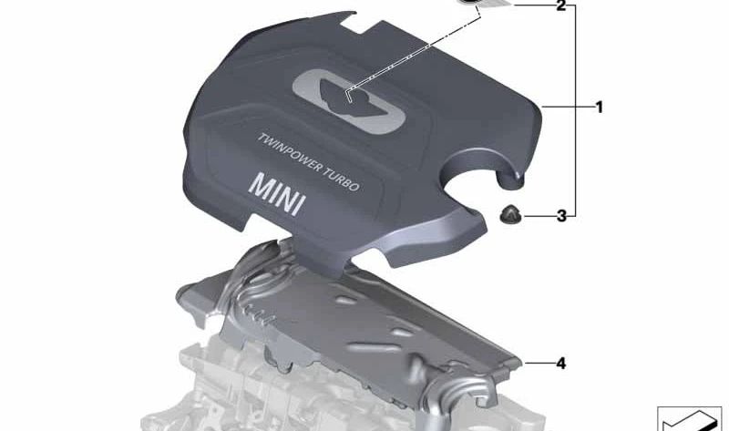 OEM 11148490412 Tampa acústica do motor para BMW F45, F45N, F46, F46N, F48, F48N, F39 e MINI F54, F55, F56, F57, F60, F60N. BMW original e mini.