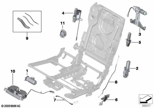 Cavo Bowden per la regolazione dell'inclinazione del backup per BMW F07, F07N (OEM 52207279568). BMW originale