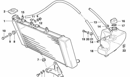 Junta radiador OEM 17112345057 para BMW Motorrad F 650, F 650 ST. Original BMW Motorrad.