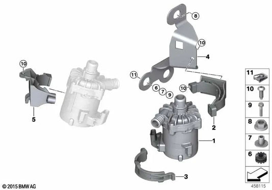 Suporte à bomba elétrica de refrigerante para BMW X5 F85, X6 F86 (OEM 17127850112). BMW original.