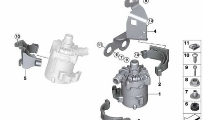 Supporto aggiuntivo della pompa dell'acqua per BMW F10, F06, F12, F13, F85, F86 (OEM 17127845078). BMW originale