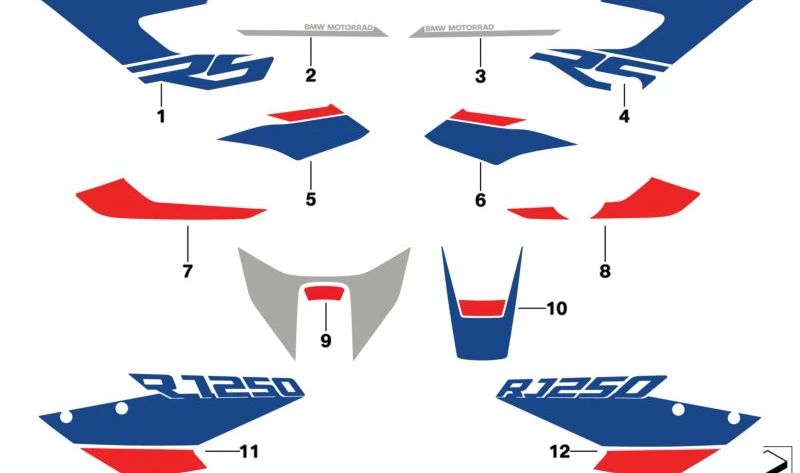 Cubierta decorativa derecha del depósito OEM 51147109244 para BMW Motorrad R 1250 RS (RK54, 0M81) desde 10/2022 a 10/2024. Estilo Sport. Original BMW Motorrad.