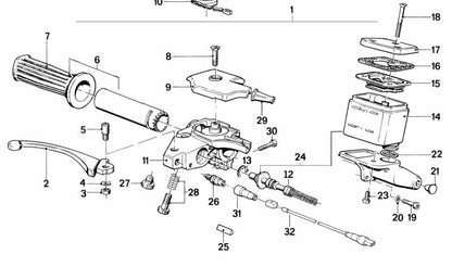 Tapa de empuñadura derecha OEM 32721457039 para BMW E32, E34, K1, K100, K1100, K1200RS, K75. Original BMW.