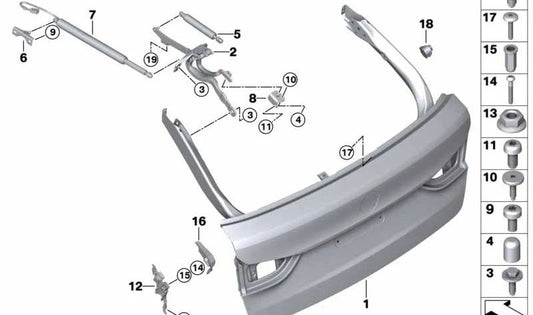 Tope derecho maletero OEM 51247390424 para BMW Serie 5 G31 (todos los modelos compatibles). Recambio original BMW.