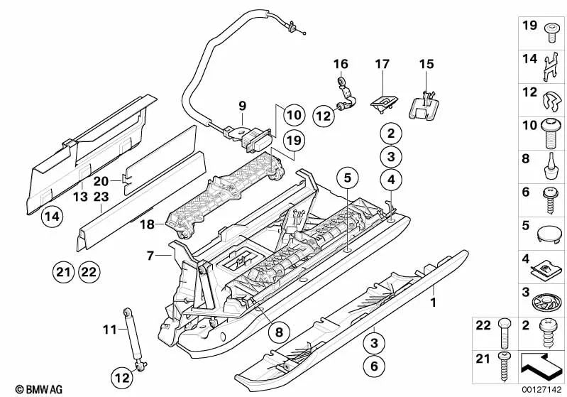 Glove box button for BMW 6 Series E63, E64 (OEM 51166958194). Original BMW.