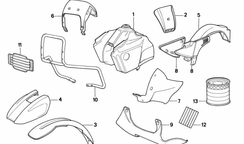 Guardabarros delantero bajo OEM 46612315657 para BMW R1200GS (K25), R1200GS Adventure (K25) y HP2 Enduro. Compatible con modelos 2004-2012. Original BMW.