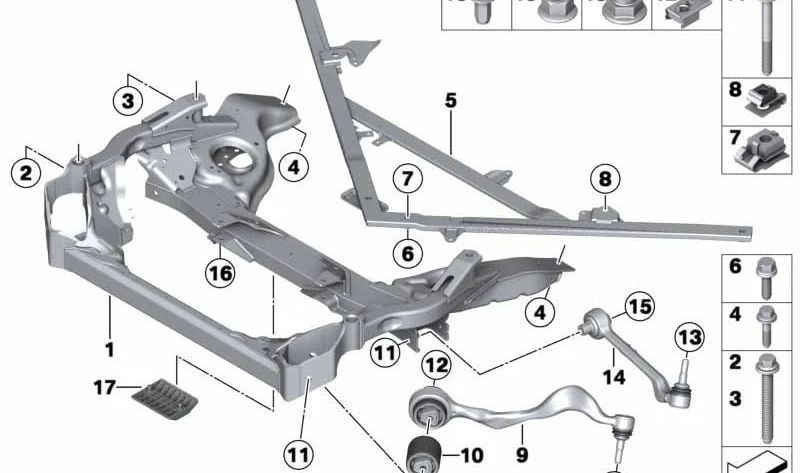 Barra tirante de suspensión delantera OEM 31116850136 para BMW X1 E84 sDrive16d, sDrive18d, sDrive20d. Compatible con modelos fabricados del 02/2012 al 06/2015. Original BMW.