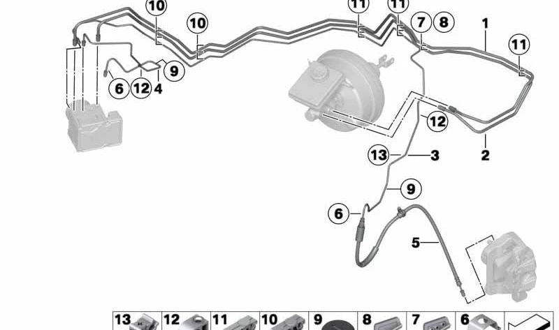 Latiguillo de freno OEM 34326787546 para BMW F25, F26. Original BMW.