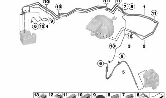 Brake pipe OEM 34326787543 for BMW {F25, F26}. Original BMW.