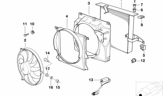 Condensador de ar condicionado OEM 64531385165 para BMW E36. Peça original da BMW.
