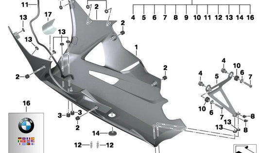 Suporte ao spoiler do motor traseiro OEM 4638531282 para motocicleta BMW HP4 (K42). BMW Motorrad original.