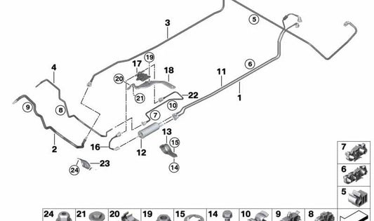Sensor de presión de combustible OEM 16127381409 para BMW F45, F48, F39 y MINI F56, F60. Original BMW y MINI.
