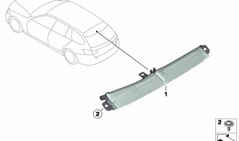 Tercera luz de freno OEM 63257260545 para BMW Serie 3 F31 (316d) modelos compatibles. Original BMW.