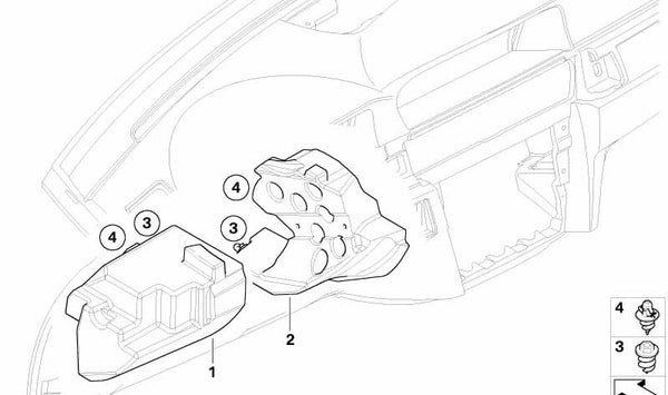 Protector de rodilla OEM 51457115725 para BMW E90, E91, E92, E93. Repuesto original BMW. Ideal para proteger el área de las rodillas en la consola central del vehículo.