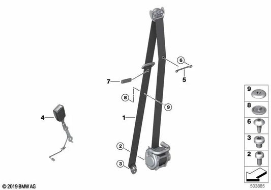 Corrente frontal direita para BMW F93, G16 (OEM 72118076146). BMW original.