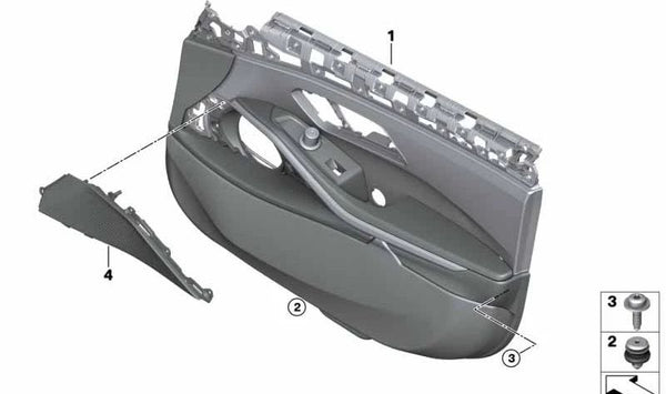 Panel de puerta delantera derecha OEM 51418089113 para BMW G20, G21. Original BMW.